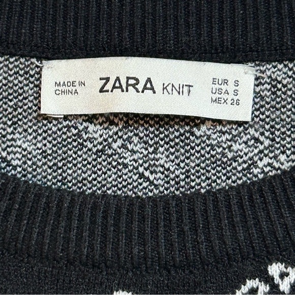 Zara Knit Logo All Over Monogram Print Black White Size Small - Picture 2 of 6